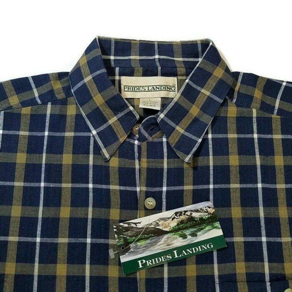 PRIDES Landing Mens Shirt Size Large Blue Brown